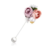 RINHOO Ladies Cloth Art Pearl Fabric Flower Brooch Pin Cardigan Shirt Shawl Pin Professional Coat Badge Jewelry Accessories