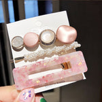 New 3PCS/Set Fashion Pearls Acetate Geometric Hair Clips For Women Girls Headband Sweet Hairpins Barrettes Hair Accessories Set