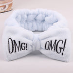 2019 New Letter OMG Headbands for Women Girls Bow Wash Face Turban Makeup Elastic Hair Bands Coral Fleece Hair Accessories