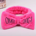 2019 New Letter OMG Headbands for Women Girls Bow Wash Face Turban Makeup Elastic Hair Bands Coral Fleece Hair Accessories