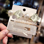 New 3PCS/Set Fashion Pearls Acetate Geometric Hair Clips For Women Girls Headband Sweet Hairpins Barrettes Hair Accessories Set