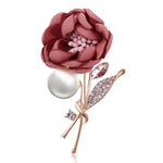 RINHOO Ladies Cloth Art Pearl Fabric Flower Brooch Pin Cardigan Shirt Shawl Pin Professional Coat Badge Jewelry Accessories