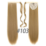 24inches Long Wrap On Synthetic Straight Ponytails for Women Natural Clip In Hair Extension Hairpieces Blonde False Hair