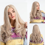JONRENAU 24 Inches  Long Synthetic Natural Wave Brown Ombre Hair Wigs Heat Resistant Hair Wigs for Black Women