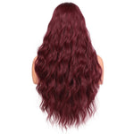AISI HAIR  Long Wavy Black Wigs Brown and Red Wave Synthetic Wig for Women Natural Middle Part Heat Resistant Hair
