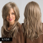 JONRENAU 16 Inches Synthetic Platinum Blonde Hair Long Natural Wave Ombre Brown Mixed Color Party Wigs for White/Black Women