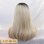Element 18" Long Synthetic Wig with Bangs Dark Root Ombre Color Natural Headline Heat Resistant Hair Wigs for Women