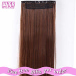WTB 100cm 5 Clip In Hair Extension Heat Resistant Long Straight Black Fake Hairpiece for Women Natural Synthetic Hair 4 Sizes