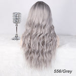 AISI HAIR Long Wavy Ombre Blonde Wig Platinum Blonde Synthetic Wigs for African American Women Two Tone Natural Middle Part Wig
