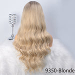 AISI HAIR Long Wavy Ombre Blonde Wig Platinum Blonde Synthetic Wigs for African American Women Two Tone Natural Middle Part Wig