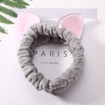 Women Girls Cute Coral Fleece Cat Ears Elastic Headbands Soft Comfortable Wash Face Bath Hairbands Photo Prop Hair Accessories