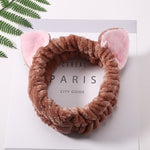 Women Girls Cute Coral Fleece Cat Ears Elastic Headbands Soft Comfortable Wash Face Bath Hairbands Photo Prop Hair Accessories