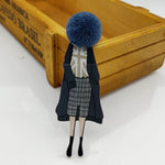 Fashion Brooch Pins for Woman Brooches Cute Girls Cartoon Models Acrylic Brooches Kawaii Pompom Clothing Jewelry Accessories
