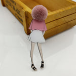 Fashion Brooch Pins for Woman Brooches Cute Girls Cartoon Models Acrylic Brooches Kawaii Pompom Clothing Jewelry Accessories