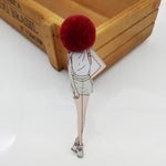 Fashion Brooch Pins for Woman Brooches Cute Girls Cartoon Models Acrylic Brooches Kawaii Pompom Clothing Jewelry Accessories