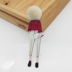 Fashion Brooch Pins for Woman Brooches Cute Girls Cartoon Models Acrylic Brooches Kawaii Pompom Clothing Jewelry Accessories