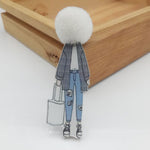 Fashion Brooch Pins for Woman Brooches Cute Girls Cartoon Models Acrylic Brooches Kawaii Pompom Clothing Jewelry Accessories